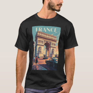 France Arc de Triomphe Travel Art Vintage T-Shirt