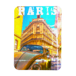 France Architecture French Street Old Car Paris Magnet