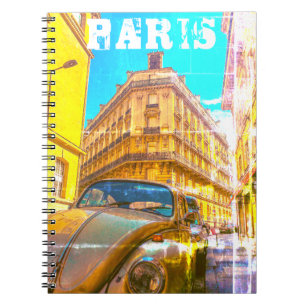 France Architecture French Street Old Car Paris Notebook