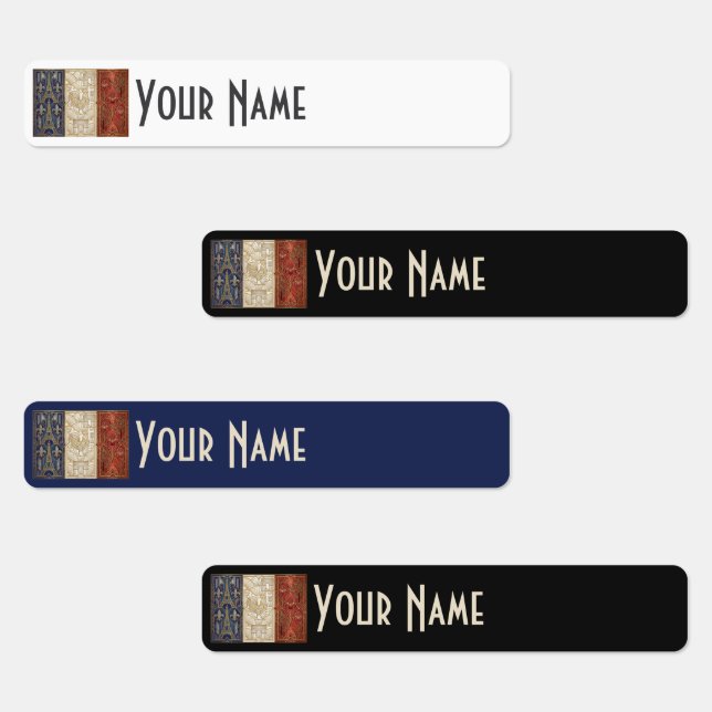 France Art Deco Flag Custom Waterproof Name Label (Group)