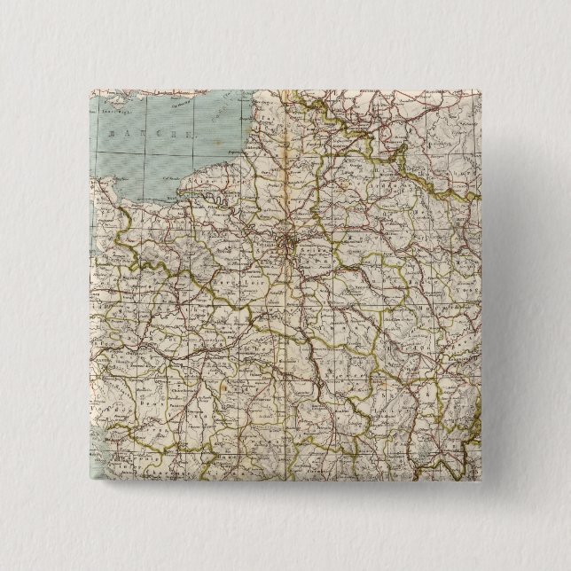 France Atlas Map 15 Cm Square Badge (Front)