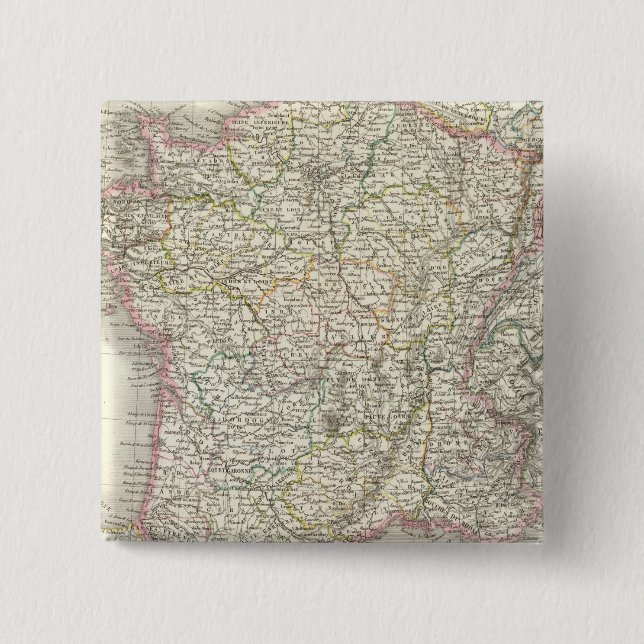 France Atlas Map 2 15 Cm Square Badge (Front)