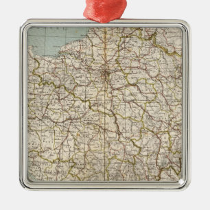 France Atlas Map Metal Tree Decoration