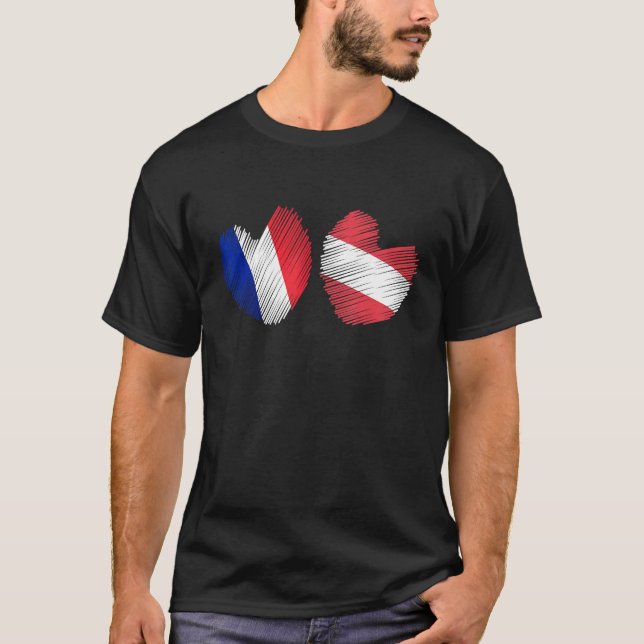 France Austria Heart French Flag Austrian Flag Gru T-Shirt (Front)