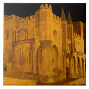 France, Avignon, Provence, Papal Palace at night 2 Tile
