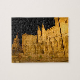 France, Avignon, Provence, Papal Palace at night Jigsaw Puzzle