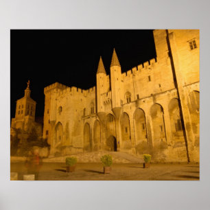 France, Avignon, Provence, Papal Palace at night Poster