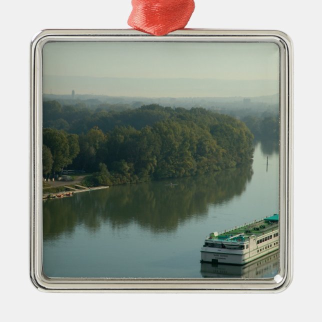 France, Avignon, Provence, Van Gogh riverboat Metal Ornament (Front)