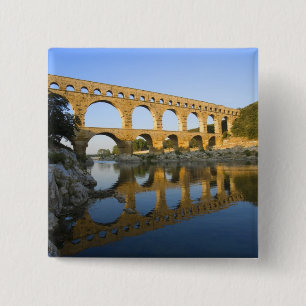 France, Avignon. The Pont du Gard Roman aqueduct 15 Cm Square Badge