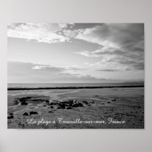 France beach photograph black white poster