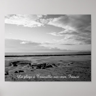 France beach photograph black white poster