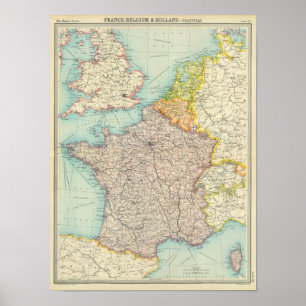 France, Belgium & Holland political Poster