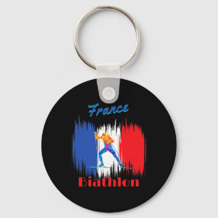 France Biathlon Cross-country Ski And Rifle Shooti Key Ring
