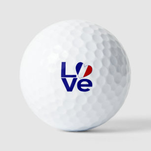 France Blue LOVE Heart Flag Golf Balls