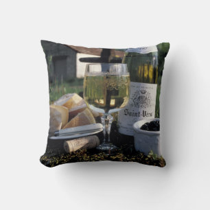 France, Burgundy, Chablis. Local wine and Cushion