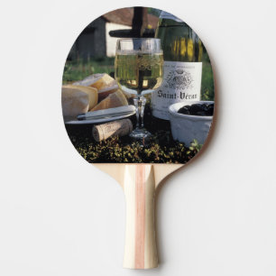 France, Burgundy, Chablis. Local wine and Ping Pong Paddle