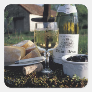 France, Burgundy, Chablis. Local wine and Square Sticker