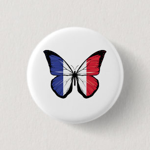 France Butterfly Flag 3 Cm Round Badge