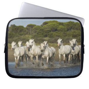 France, Camargue. Horses run through the estuary 3 Laptop Sleeve