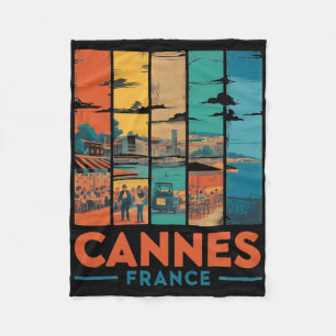France Cannes French Riviera Beaches Vintage Trave Fleece Blanket