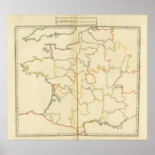 France Capitals Outlines Poster