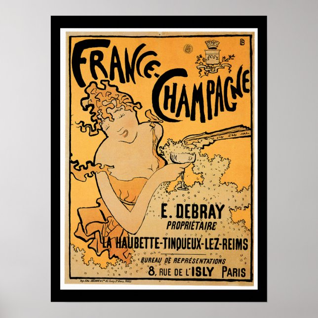 France Champagne Vintage Wine Drink Ad Art Poster (Front)