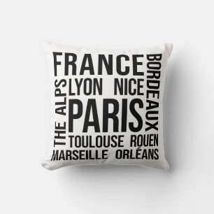 France Cities Word Art - Paris Travel Cushion