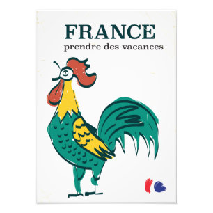 France cockerel vintage travel poster
