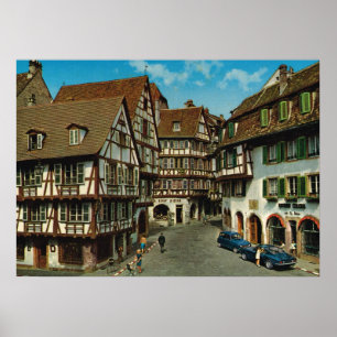France, Colmar, Alsace, half timbered houses Poster