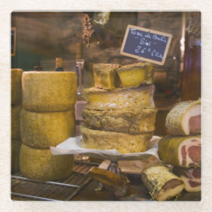 France, Corsica. Local cheeses and charcuterie Glass Coaster