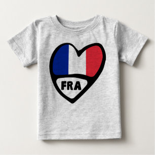 France Country Code Flag Heart, FRA Baby T-Shirt