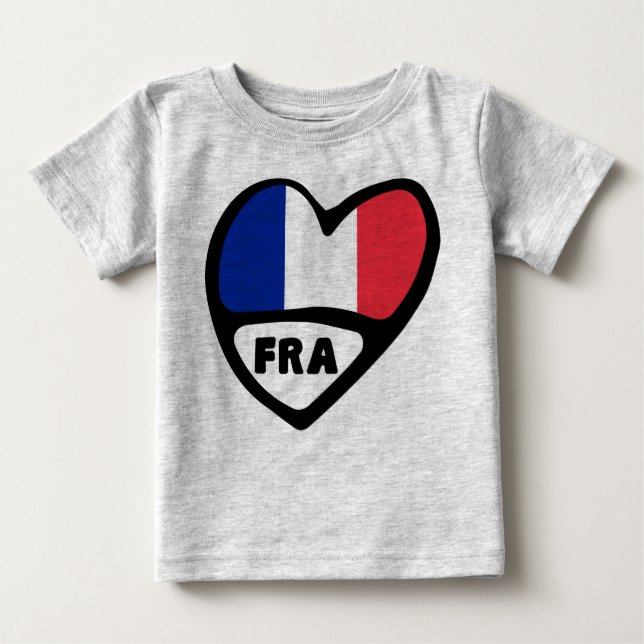 France Country Code Flag Heart, FRA Baby T-Shirt (Front)