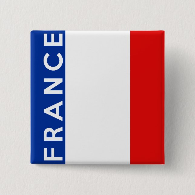 france country flag symbol name text 15 cm square badge (Front)