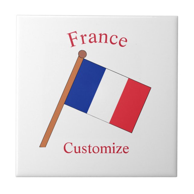France Country Flag Thunder_Cove Ceramic Tile (Front)