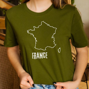 France Country Map Shape Outline French Boundary T-Shirt