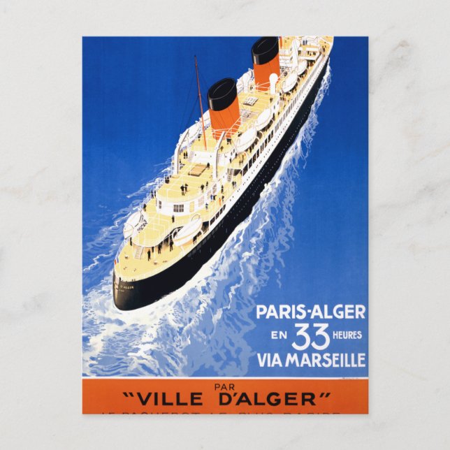France Cruise Vintage Travel Poster Restored Postcard (Front)