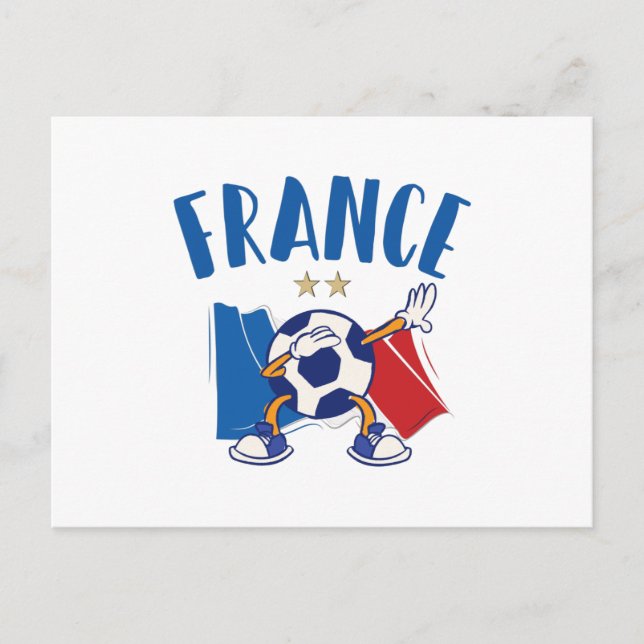 France Dabbing Soccer Ball Flag 2 stars Postcard (Front)