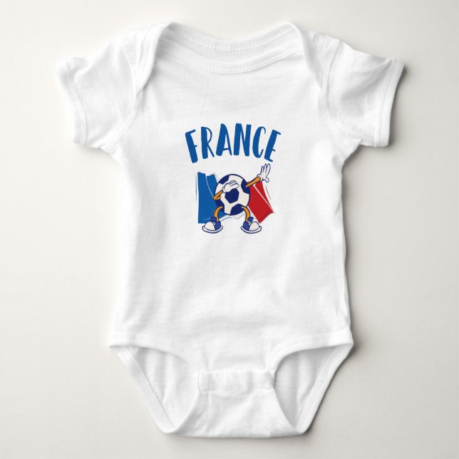 France Dabbing Soccer Ball Flag Baby Bodysuit (Front)