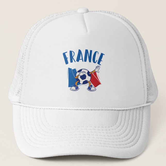 France Dabbing Soccer Ball Flag Trucker Hat (Front)