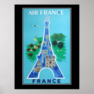 France Eifel Tower Travel Vintage poster french