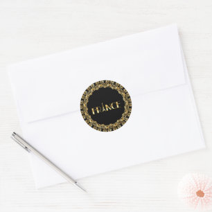 France, Eiffel Tower, Gold Design Classic Round St Classic Round Sticker