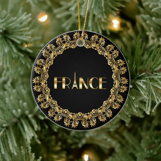 France, elegant gold design,  ceramic ornament (Tree)