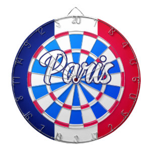 FRANCE FLAG Blue White & Red - PARIS editable text Dartboard