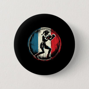 France Flag Boxer - Female Kickboxing _1 6 Cm Round Badge