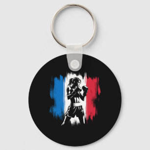 France Flag Boxer - Female Kickboxing  Key Ring