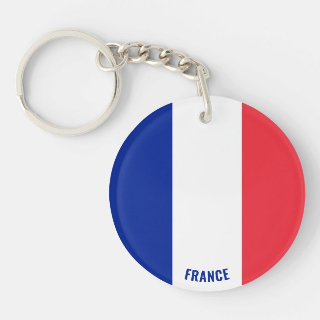France Flag Charming Patriotic Key Ring (Front)