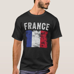 France Flag Distressed  Men Women Kids  French Fla T-Shirt