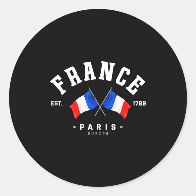 France Flag French Gift France Friend France Paris Classic Round Sticker (Front)