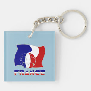 France Flag French Soccer Ball Key Ring
