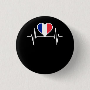 France Flag Heartbeat 3 Cm Round Badge